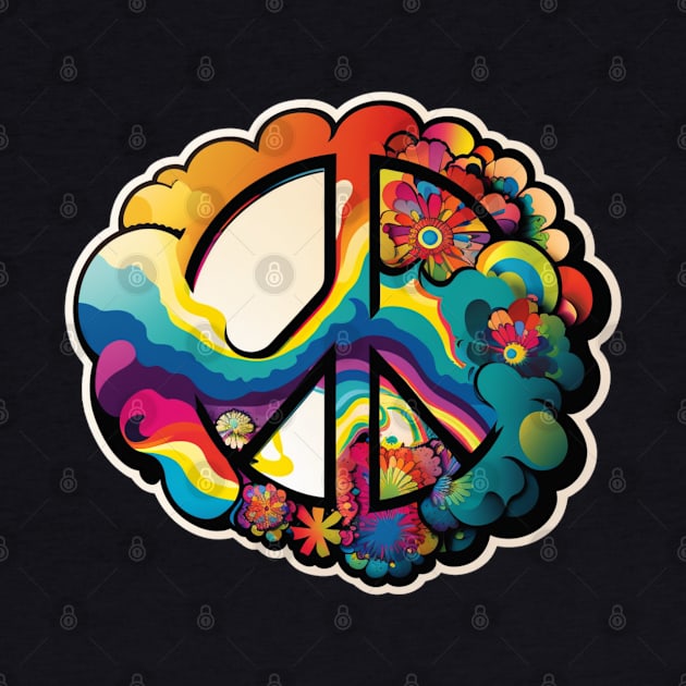 Groovy Psychedelic Peace Sign in Red by TheArtfulAllie